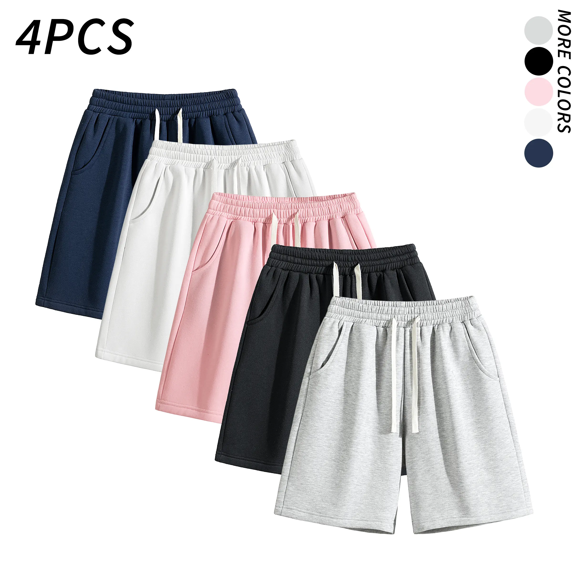 4-Pack Men’s Athletic Sweat Shorts – Elastic Drawstring Shorts for Basketball, Fitness & Running,Summer vibe,5,above,the,knee,Men's,Casual,Breathable,waist,,loose,casual athletic short,patch,pocket,,capri,sweatpants,Rhinestone,,cargo,comfy,,p,cotton,linen