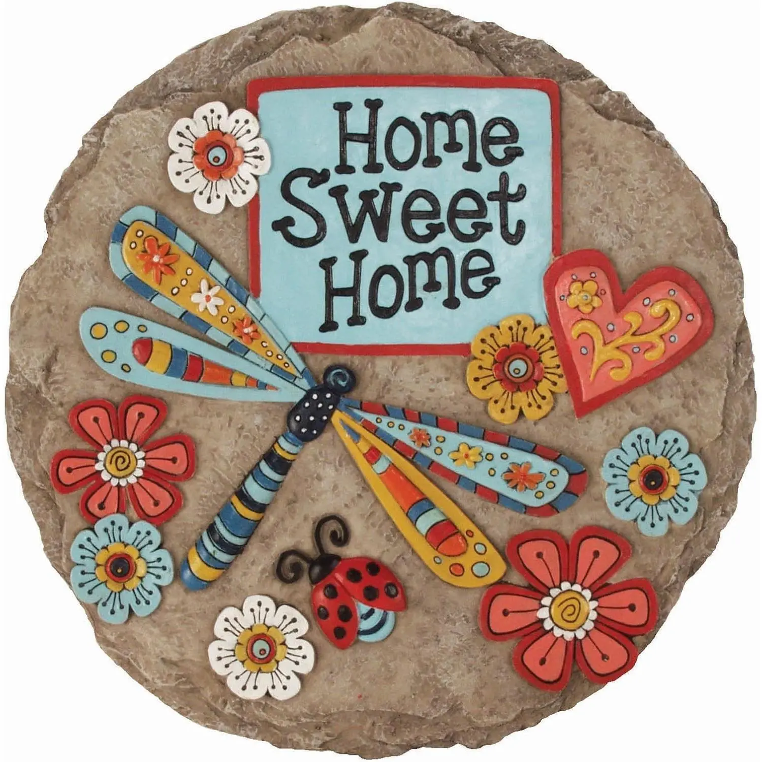 Garden Décor - Home Sweet Dragonfly Stepping Stone - Decorative Stone for Garden