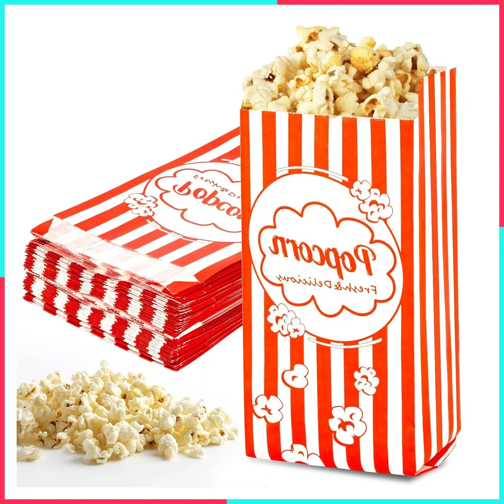 100 Pcs 1oz Small Disposable Paper Popcorn Bags