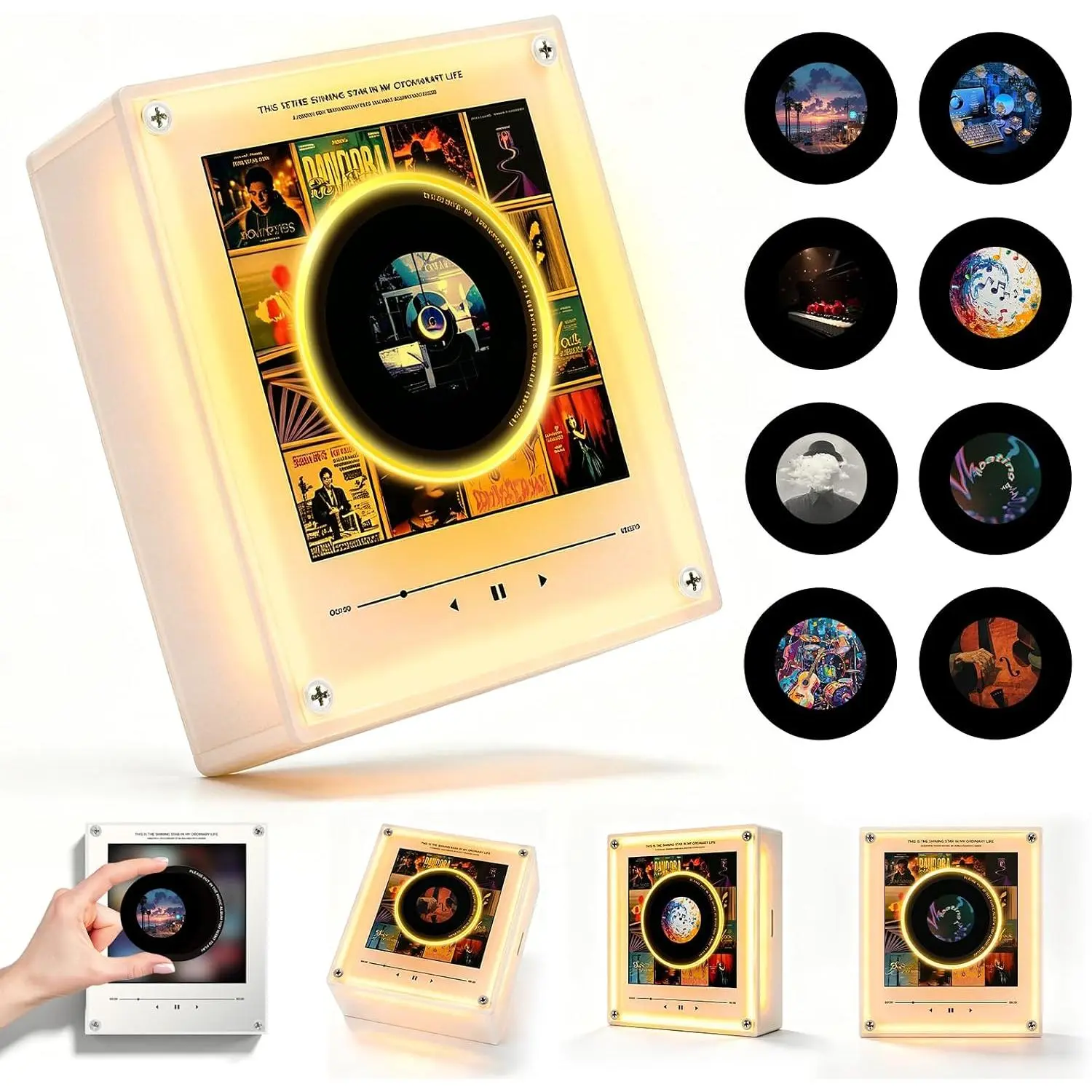 Celebrity Custom Rotating Tray Night Light - Magnetic Refrigerator Magnet, NFC Induction Automatic Singing Machine, Acrylic Creative Home Decor for Living Room, Unique Desktop Ornament