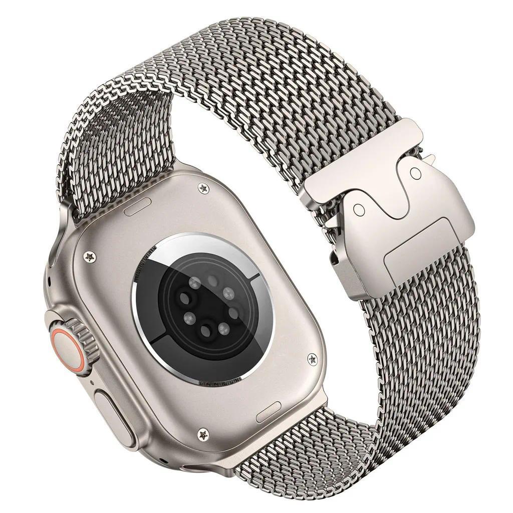 Titanium Milanese Loop Band for Apple Watch Ultra 2 49mm Series 10/9/8/7/6/5 | Secure Parachute Buckle