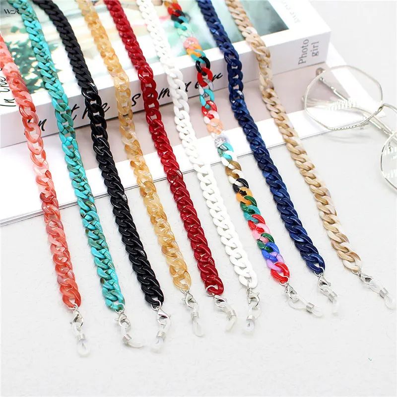 Multi-Color Marbled Resin Chunky Chain Eyeglass Lanyard, 60cm Adjustable Dual Lobster Clasp Sunglasses Reading Glasses Neck Strap Holder, 12 Color Options