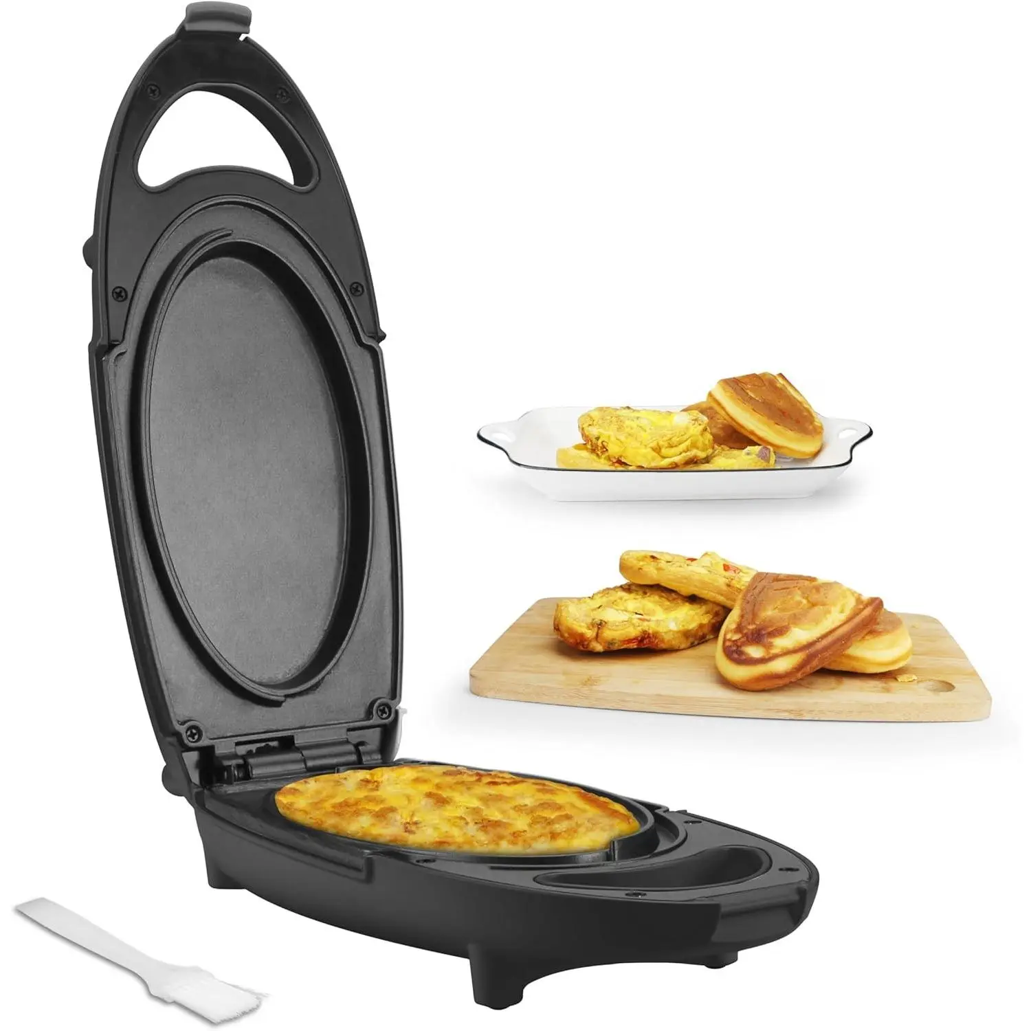 Omelette Maker Electric, Omelette Cooking Surfaces Nonstick, Frittata Pan & Egg Pan, Double Sided Pan for Breakfast, Individual Flip Omelette Makers Electric, Graphite
