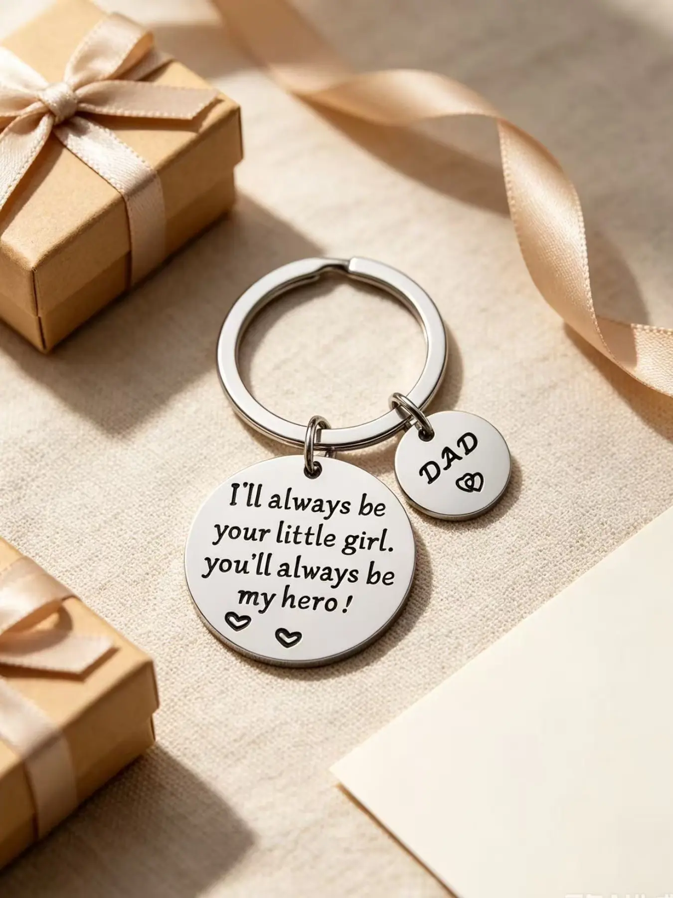 Father's Day Gift Stainless Steel Laser Engraved Keychain, Perfect Present for Dad, Durable and Personalized Accessory