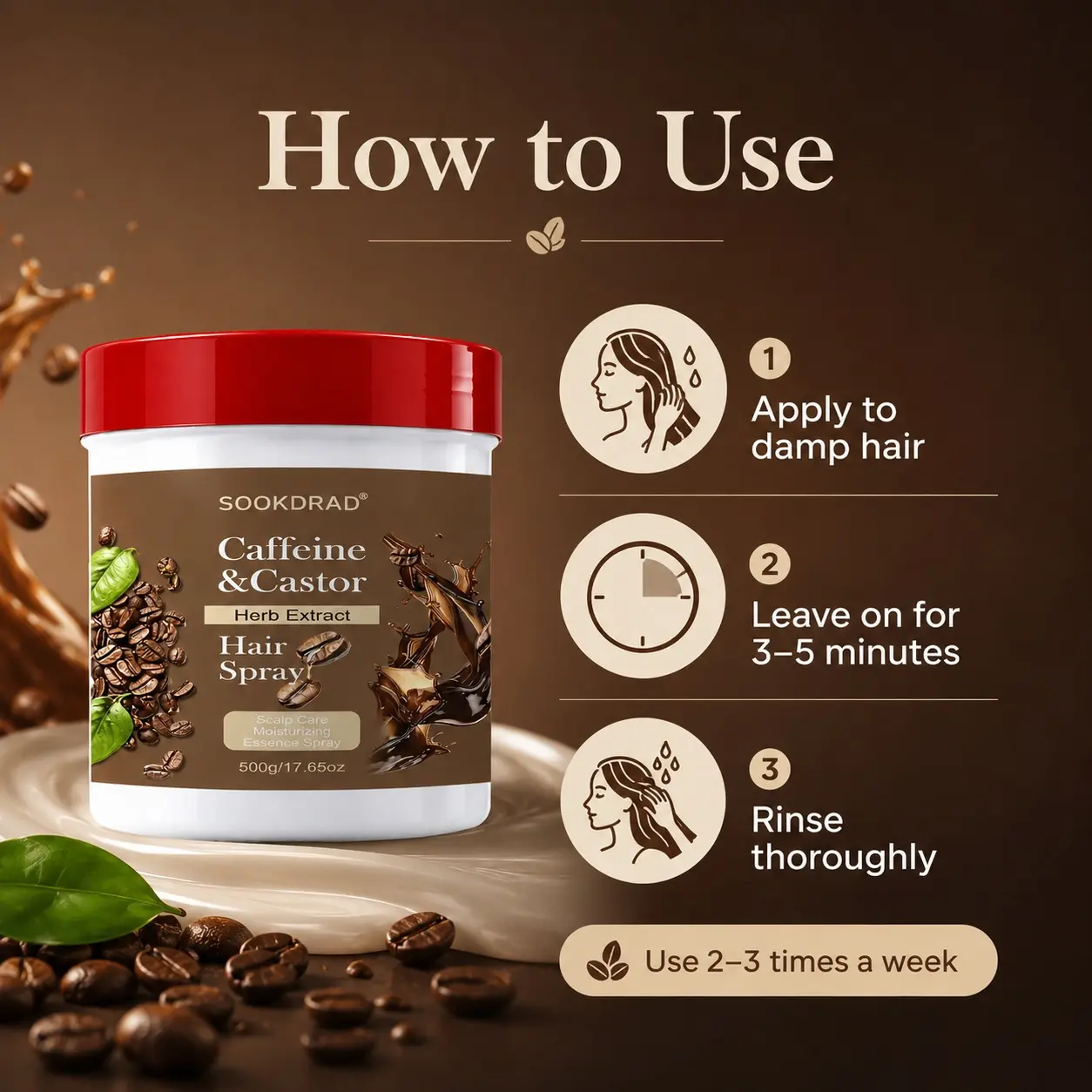 Caffeine Castor Herb Extract Hair Spray, scalp care, moisturizing essence, 17.65oz, 500g