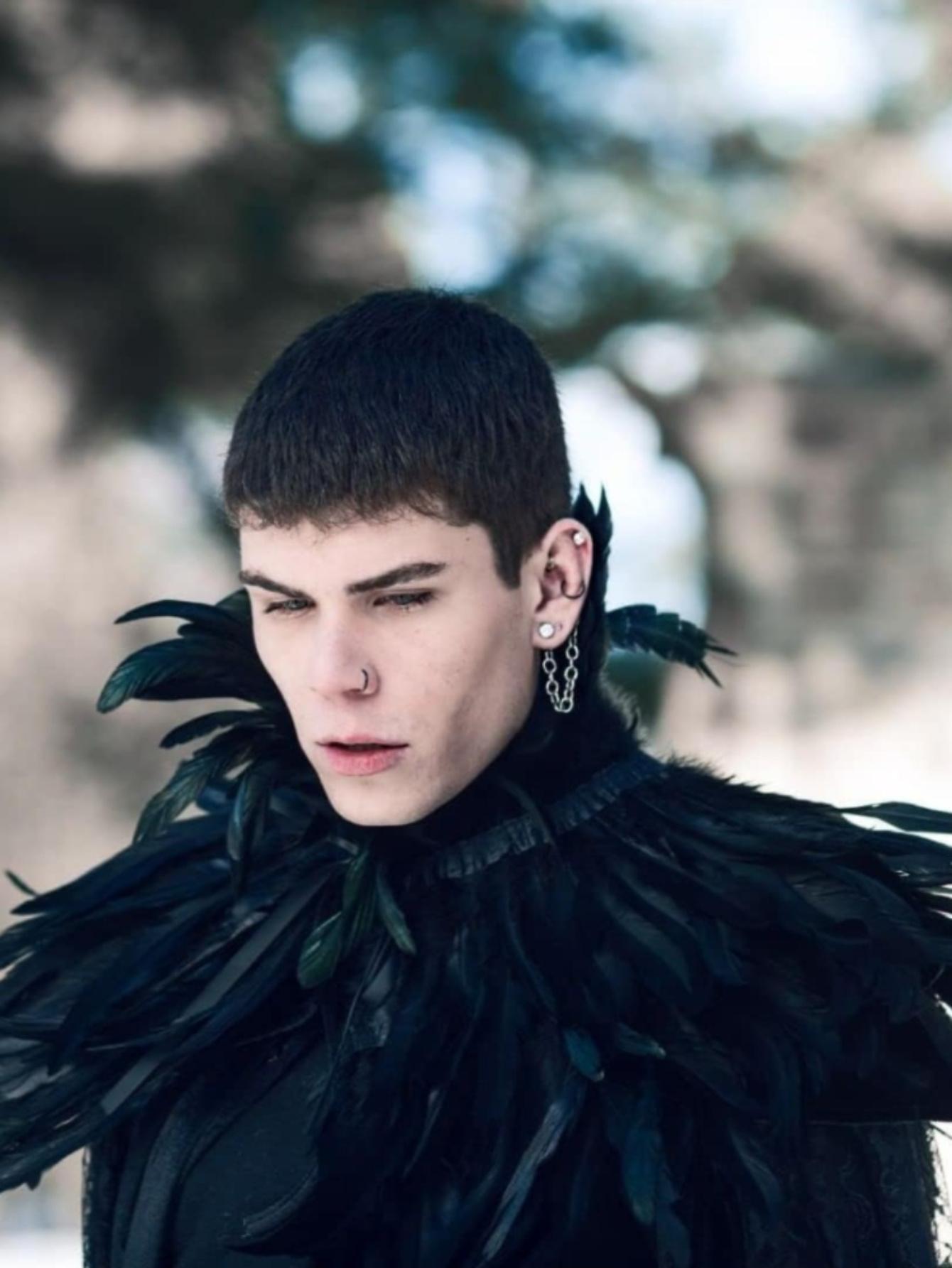 Black Witch Feather Collar Maleficent Crow Shawl Costume Halloween Swan Wings Accessories Women's Cloak Womenswear Clothing