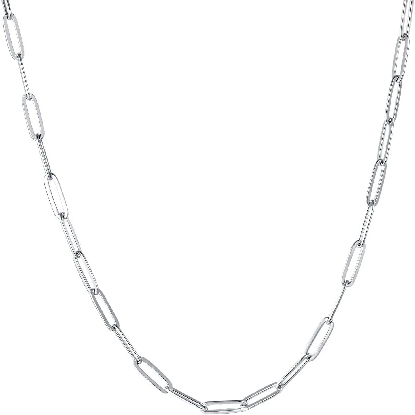 Stainless Steel Dainty Paperclip Link Chain Necklace for Women with Extension -  and  Color