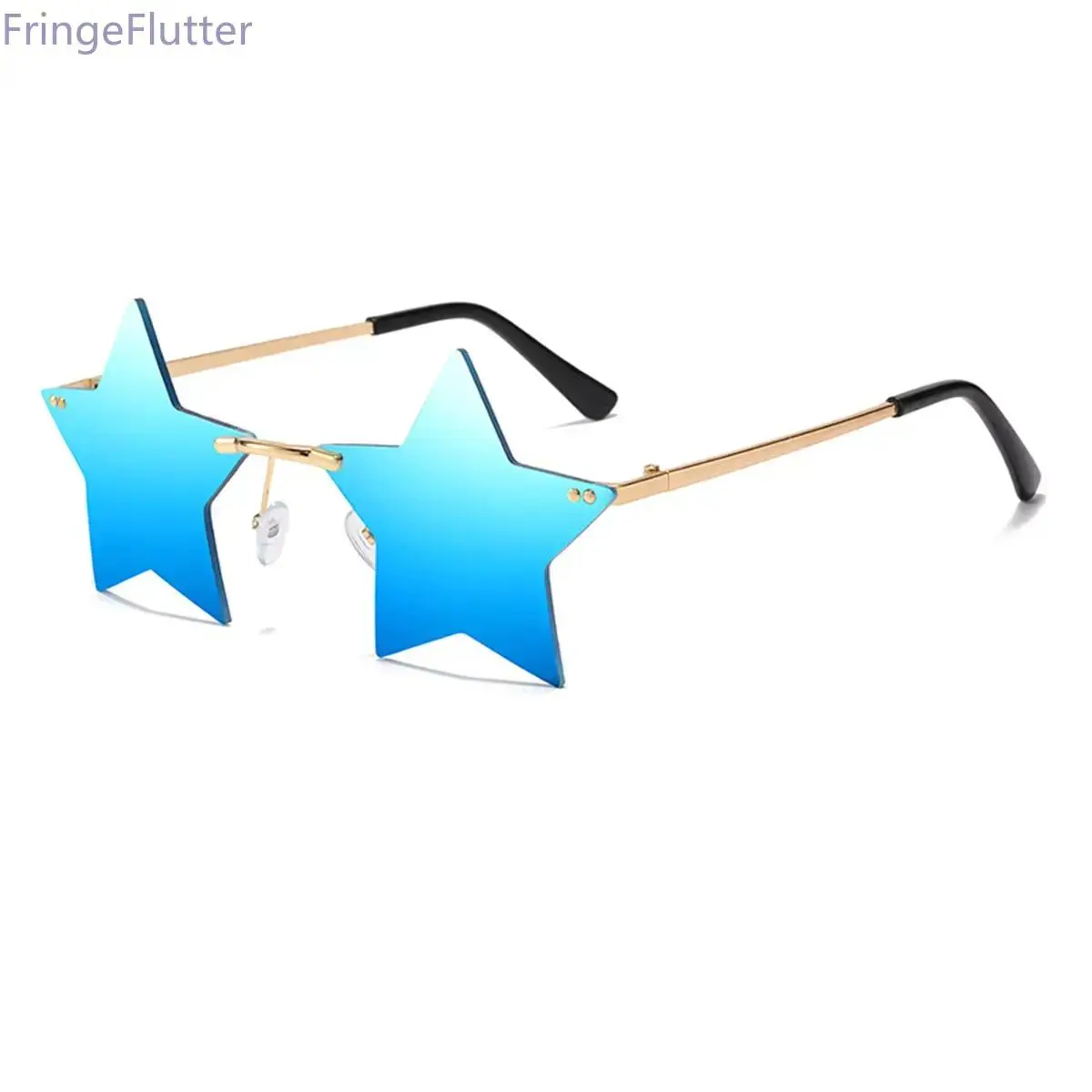 Unisex Rimless Star Sunglasses - Trendy Styling, Fashionable, Modern Trendy Y2K Colorful Ocean Style, Outdoorfun Sunglass Style, Party Multi-Sports Summer Eyewear for Outdoor Activities, Trendy Styling Sunglasses