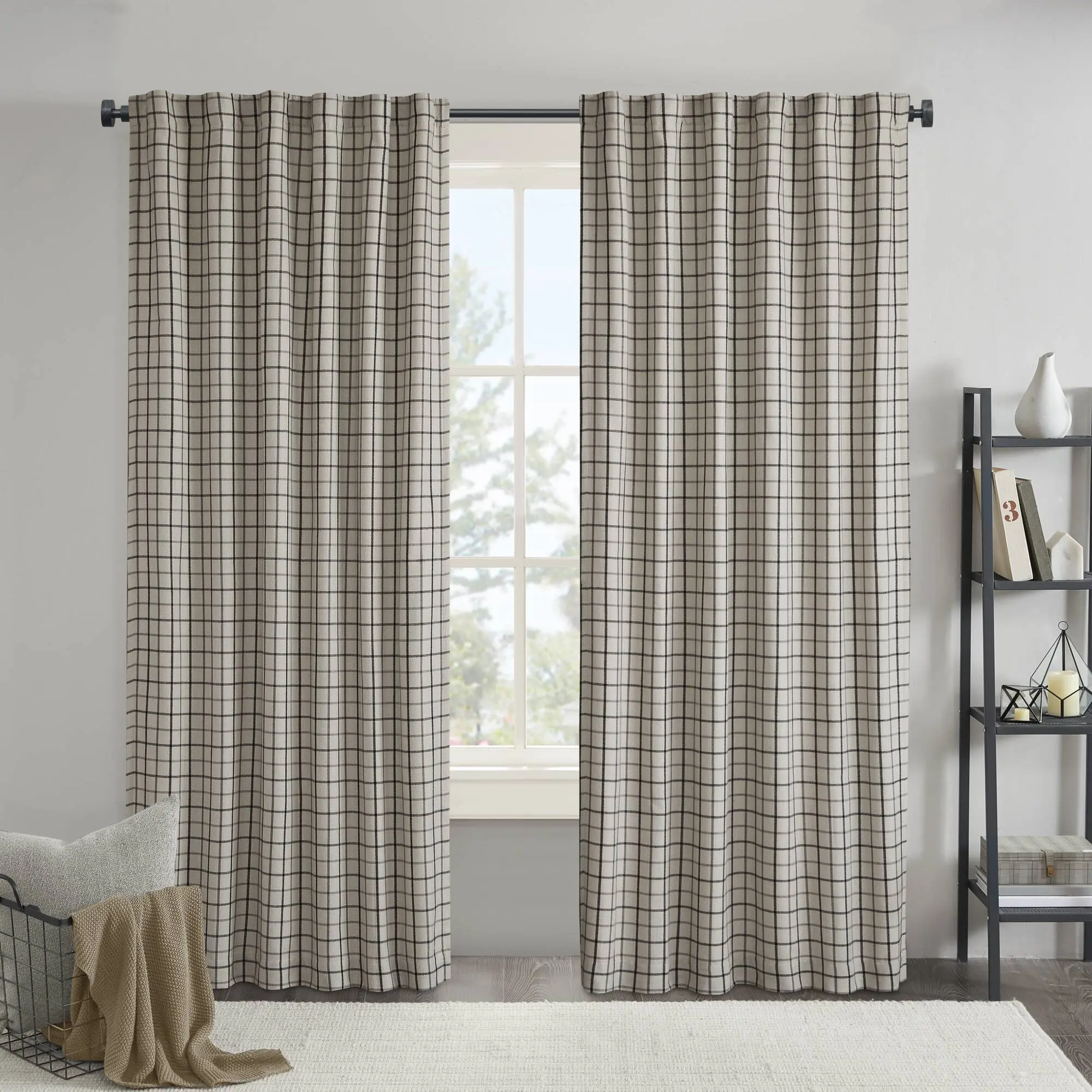ARCH 50x108 Inch Plaid Rod Pocket Back Tab Curtain Panel with Fleece Lining, Insulated Thermal Window Drape for Living Room Bedroom, Single Panel, 50" W x 108" L, Plaid Pattern, Home Furniture and Household Product Search Terms for US Online Shopping