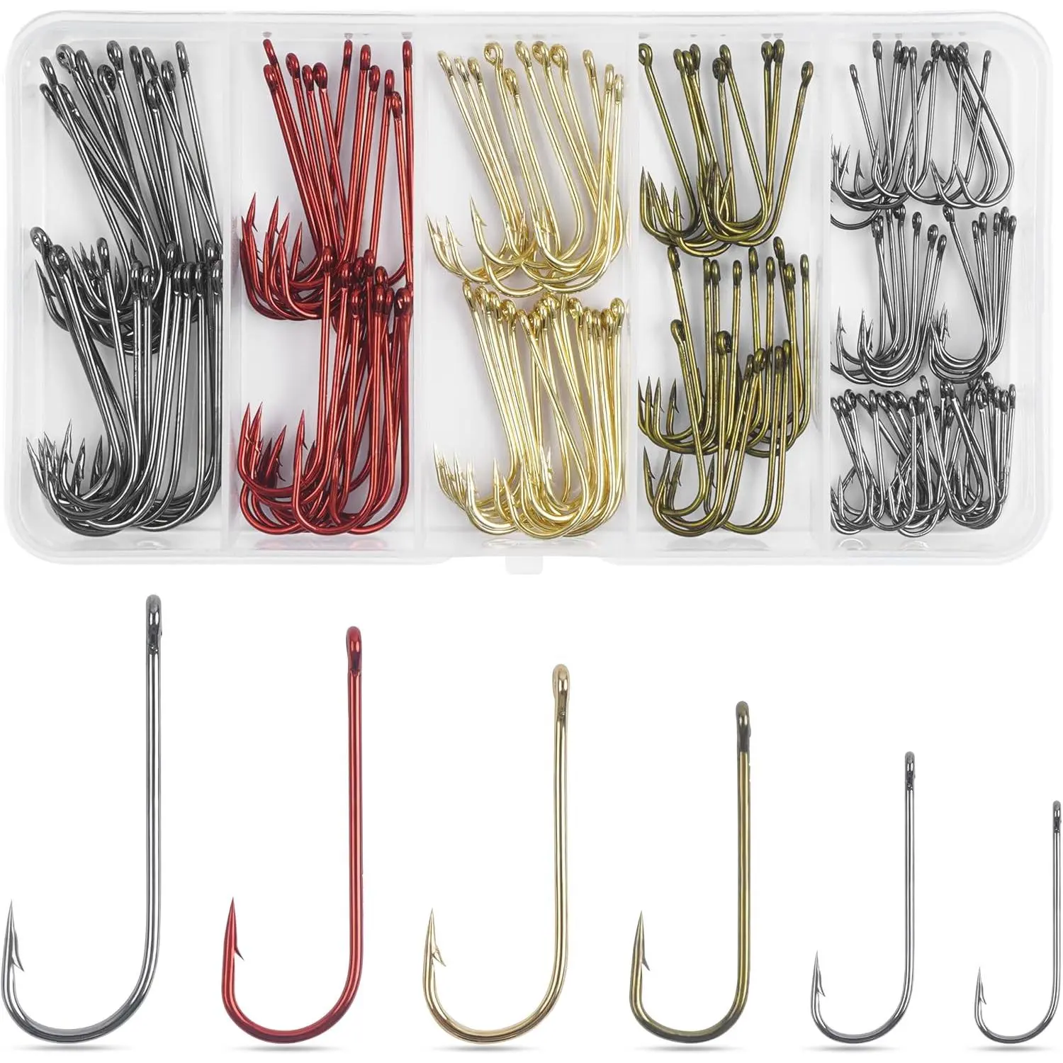 Crappie Panfish Fishing Hooks Aberdeen Hook Kit, 150 count Fishing Hooks Long Shank Light Wire Crappie Hooks High Carbon Steel Live  Fishing Hook Freshwater Panfish Bass Catfish Trout Small Size