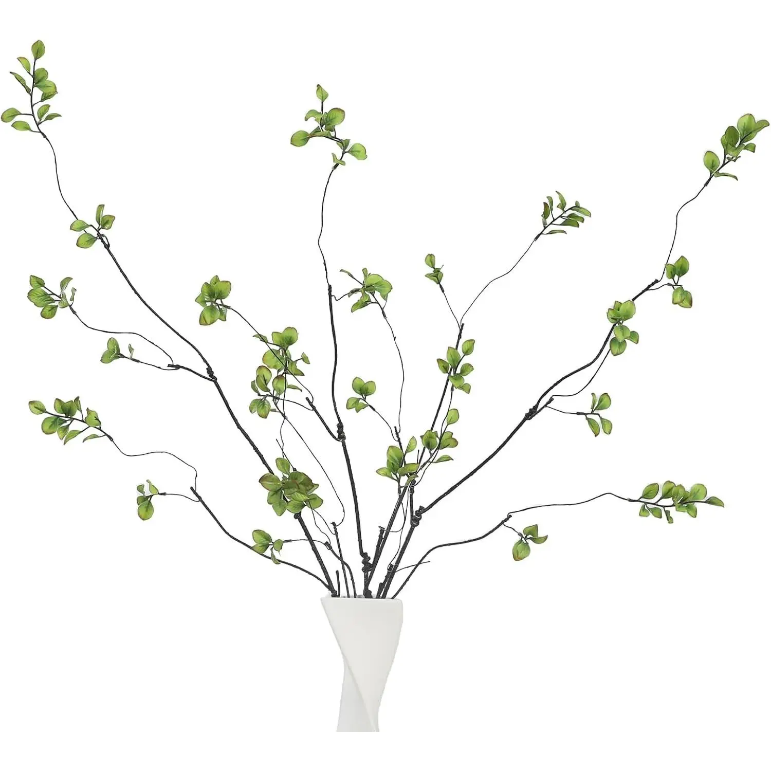 4 Pcs 38.5" Tall All-Green Artificial Branches with Leaves, Realistic Faux Ficus Greenery Stems, Bendable Fake Plant Twigs for Tall Floor Vases, Home Centerpiece, Office & Spring Decor