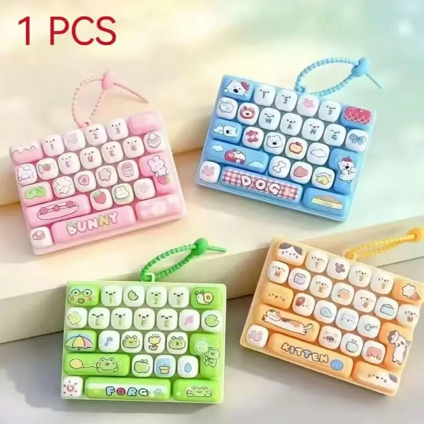 Cartoon Animal Diary 26-Key Stress Relief Keyboard Keychain, Large Mood Booster Press Fun Keyboard, Perfect Gift for Relaxation, Portable Keychain