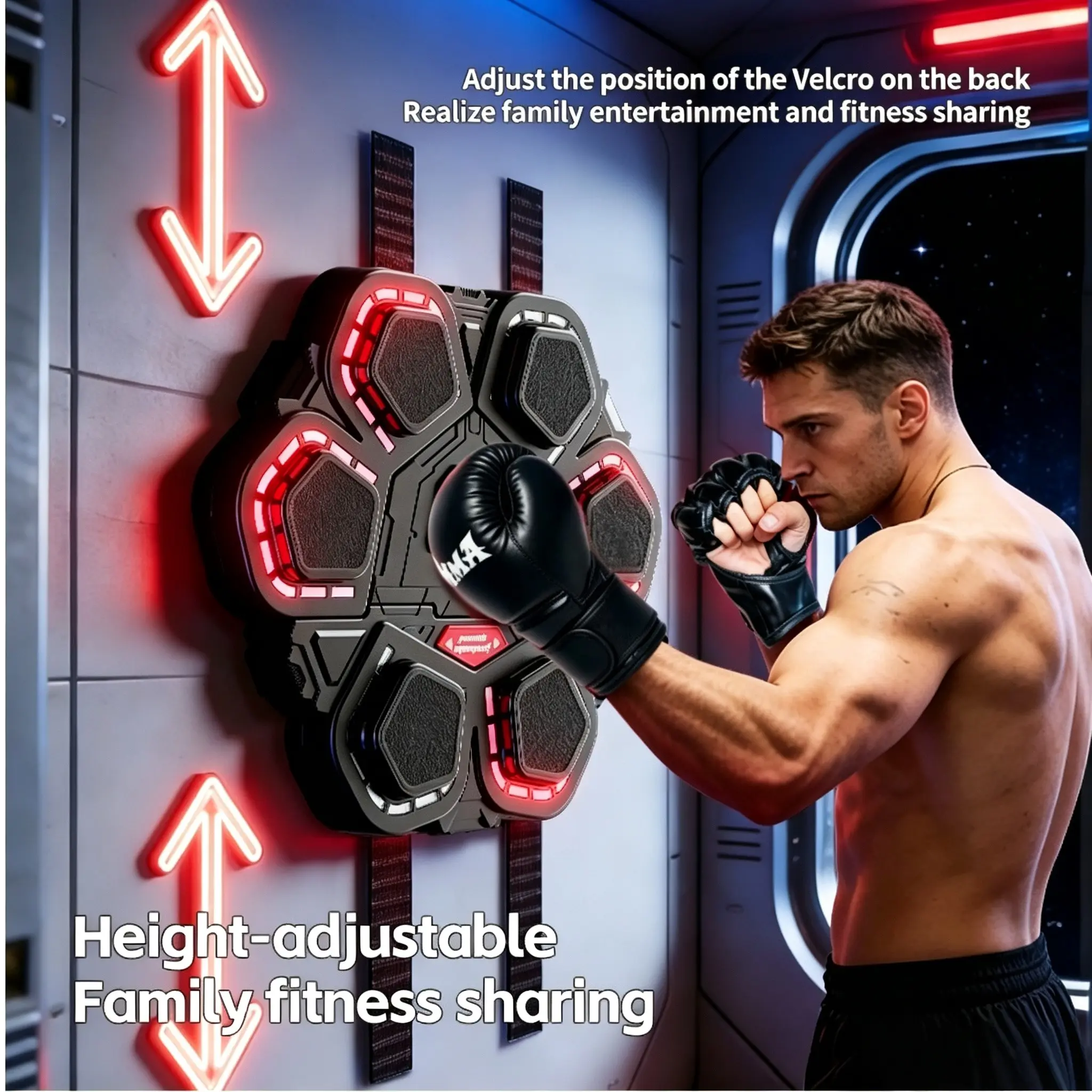 Smart Music Boxing Trainer for Adults and Kids, LED Display, Bluetooth-compatible Sync, Wall-Mountable, Home Office Gym Use, Perfect Gift