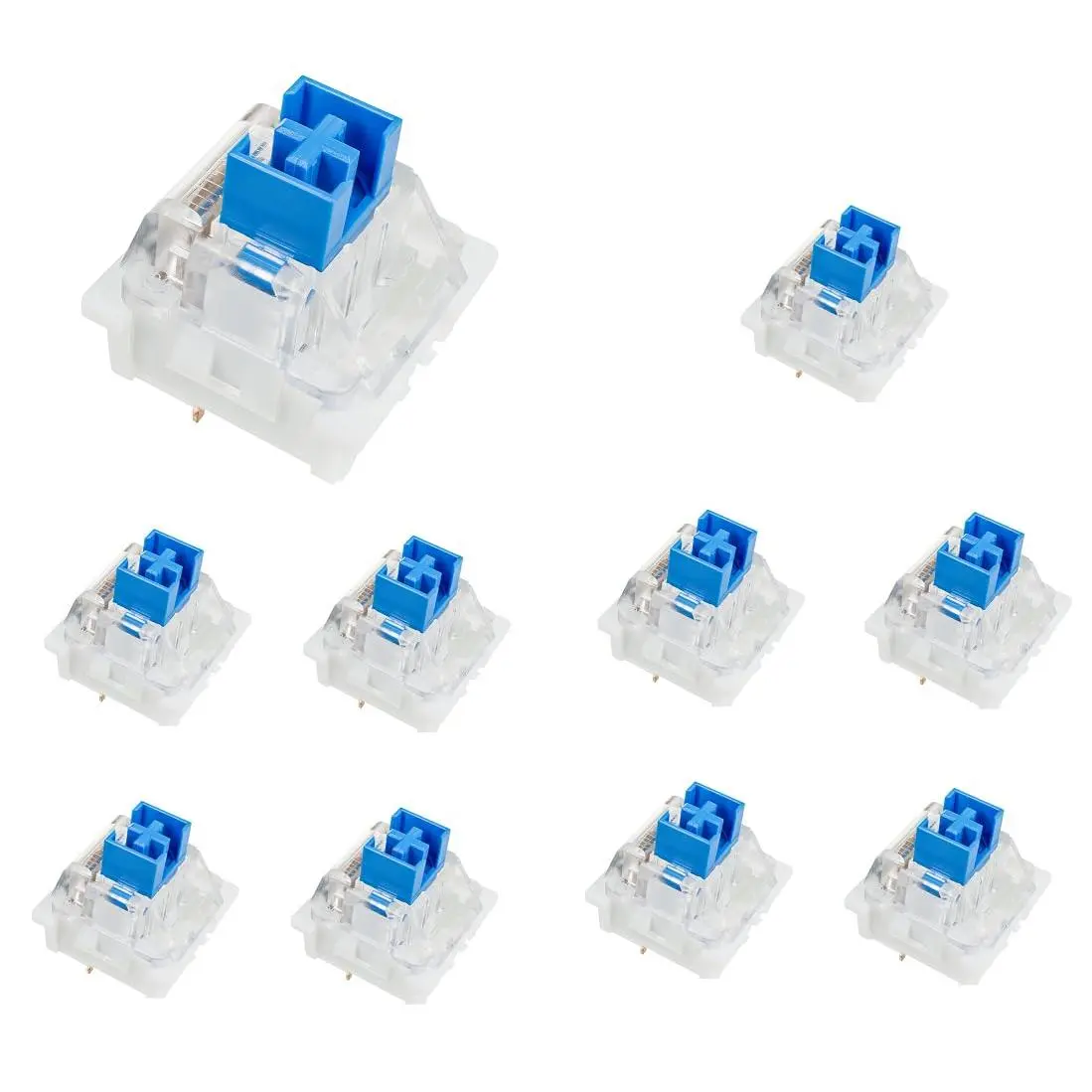 OUTEMU Blue Clicky Keyboard Switches, 10pcs 3-Pin MX-Style RGB Switches with Durable Design for Easy Keyboard Installation, 3-Pin Mx-Style Design