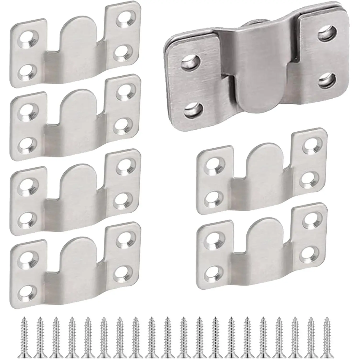 4 Pairs Flush Mount Bracket,Interlocking Furniture Connector,Stainless Steel Heavy Duty Photo Frame Hook Picture Hanger for Large Picture Display Art Gallery Wall Mount Hardware (Large-4 Pairs)