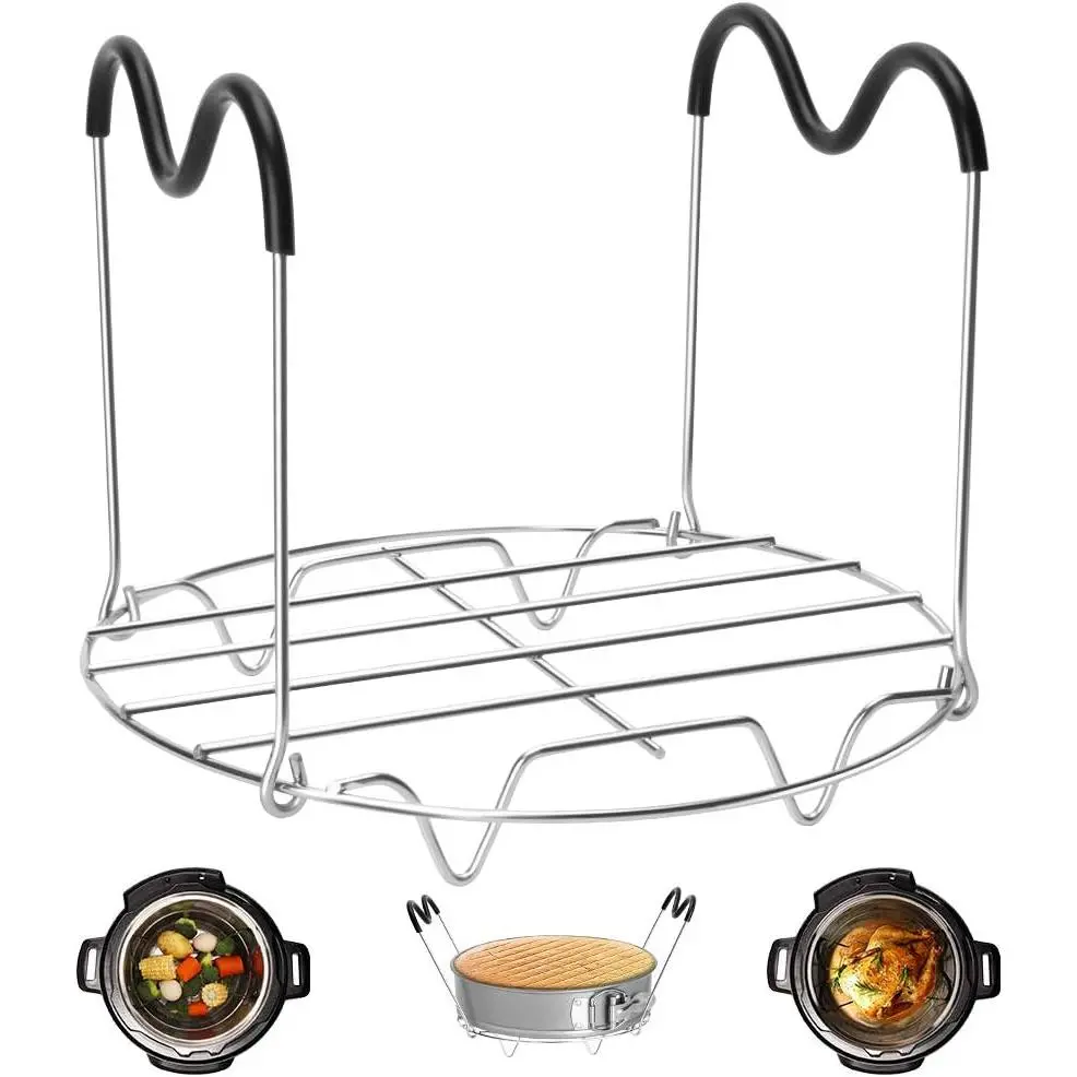Steamer Rack Trivet with Handles Compatible with Instant Pot Accessories 6 Qt 8 Quart, Pressure Cooker Trivet Wire Steam Rack, Great for Lifting out Whatever Delicious Meats & Veggies You Cook