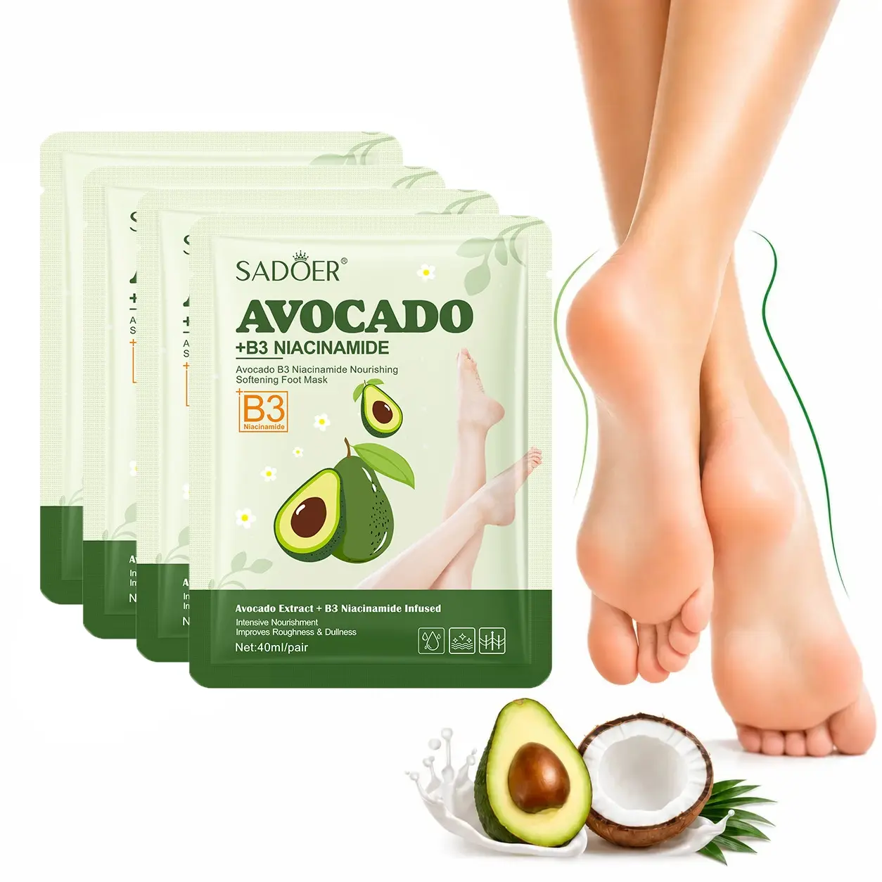 Foot Peeling Mask, Exfoliating Foot Peel Mask with Avocado Oil & Coconut Oil, Remove Dry Dead Skin & Calluses, Repair Cracked Heels for Baby Soft Feet – Multiple Sizes Available