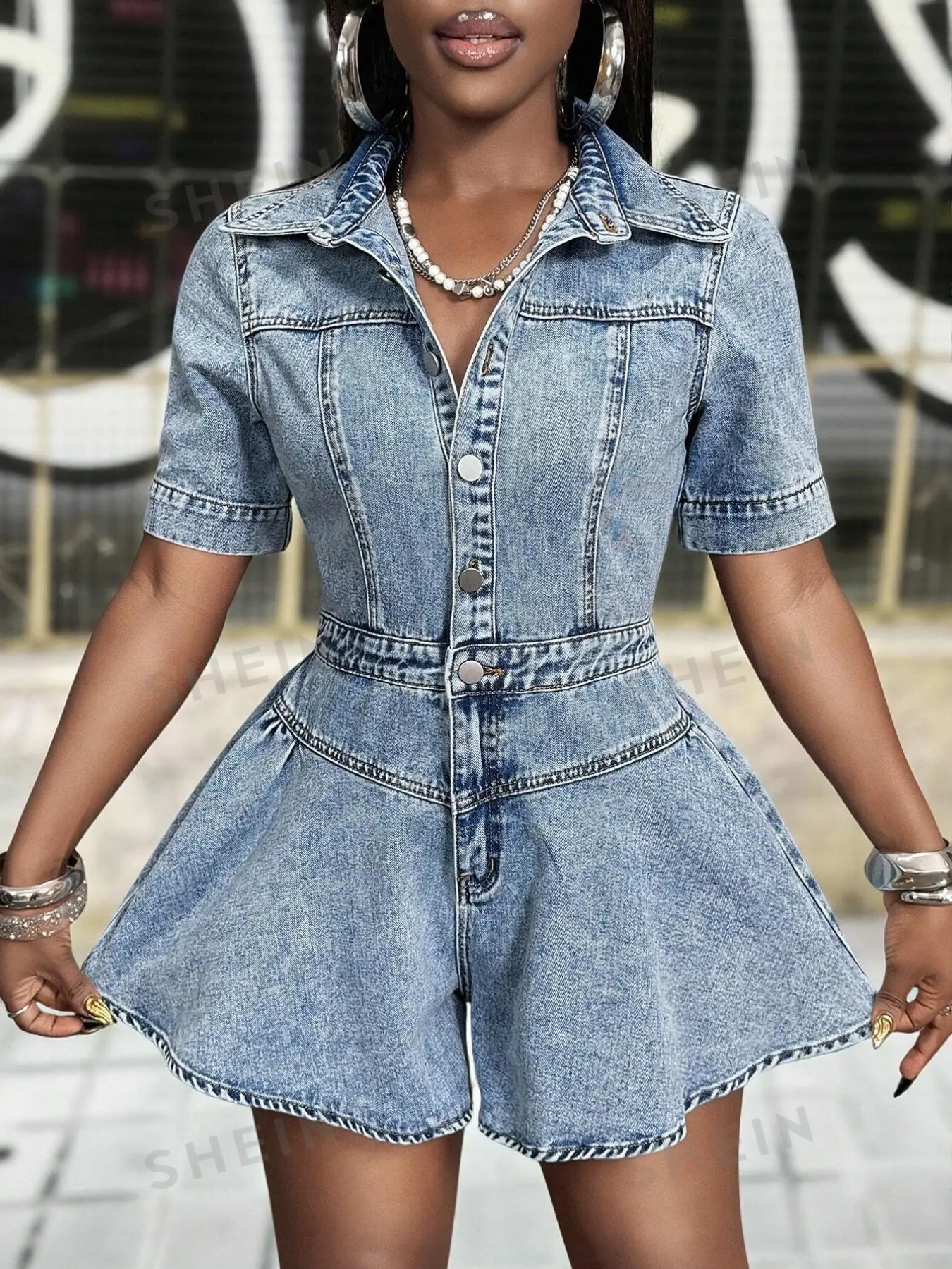 Women's Short Sleeve Shoulder Pad Casual Summer Retro Denim Bib Overall Pants, Comfortable and Stylish Design, Perfect for Daily Wear