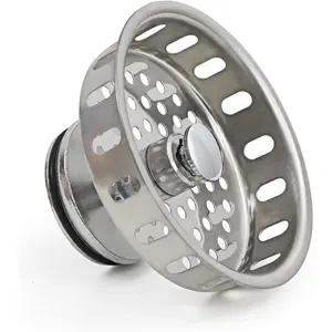 97343 Kitchen Sink Basket Strainer Replacement for Standard Drains (3-1/4 Inch) Stainless Spring Steel Closure and Rubber Stopper, Stainless SteelGift