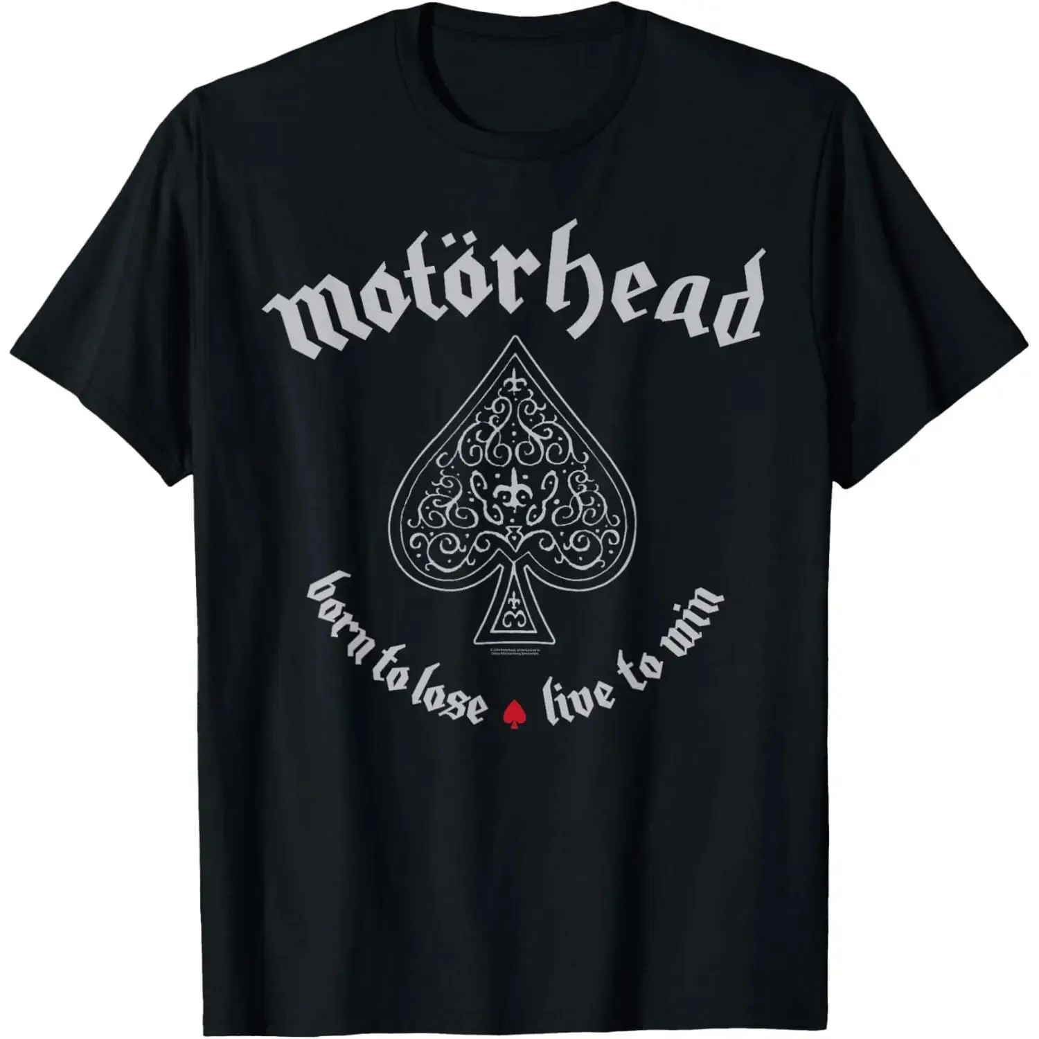 Men's 100% Cotton Short Sleeve T-Shirt, Motörhead "Born To Lose Live To Win" Graphic Print, Distressed Look, Regular Sizes, All Seasons