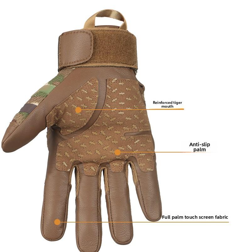 Five-finger touch screen tactical gloves, outdoor sun protection, anti-slip, motorcycle impact-resistant combat gloves