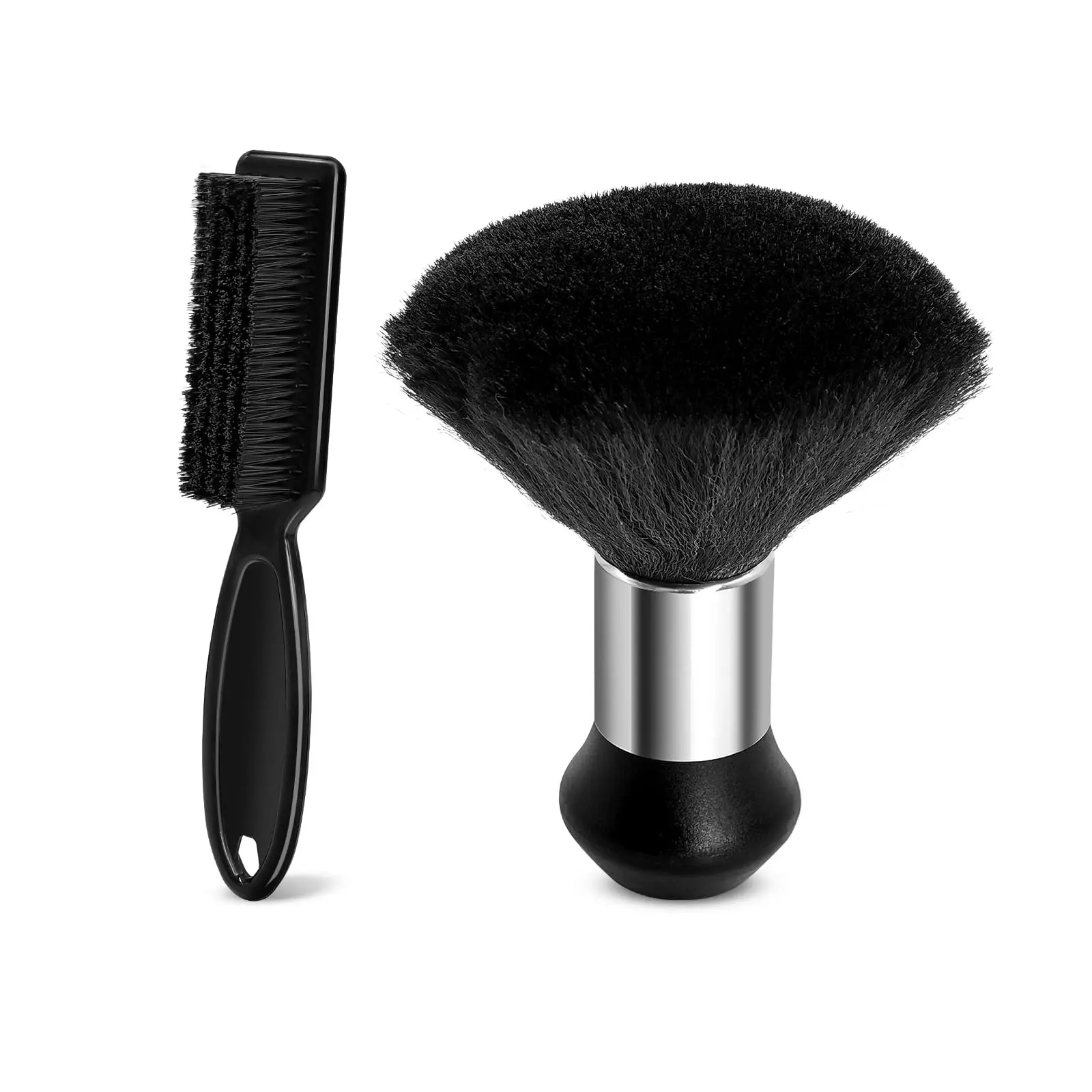 2 Pack Barber Brush Set, Practical Barber Equipment with a Synthetic Neck Duster and Sturdy Clipper Brush for Fades, Home & Shop Use, Cleansing