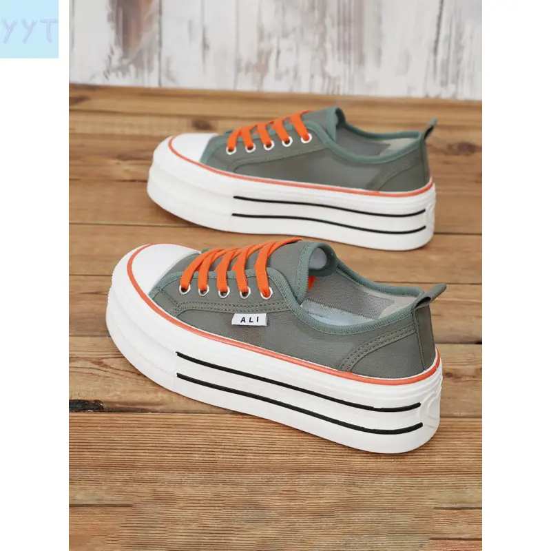 YYT1 Women's Casual Shoes, Sneaker, Comfortable Elegant Shoes, Height-Increasing Thick Sole, Breathable, Versatile, Fall Low Heel Shoes, Low Top Sneakers