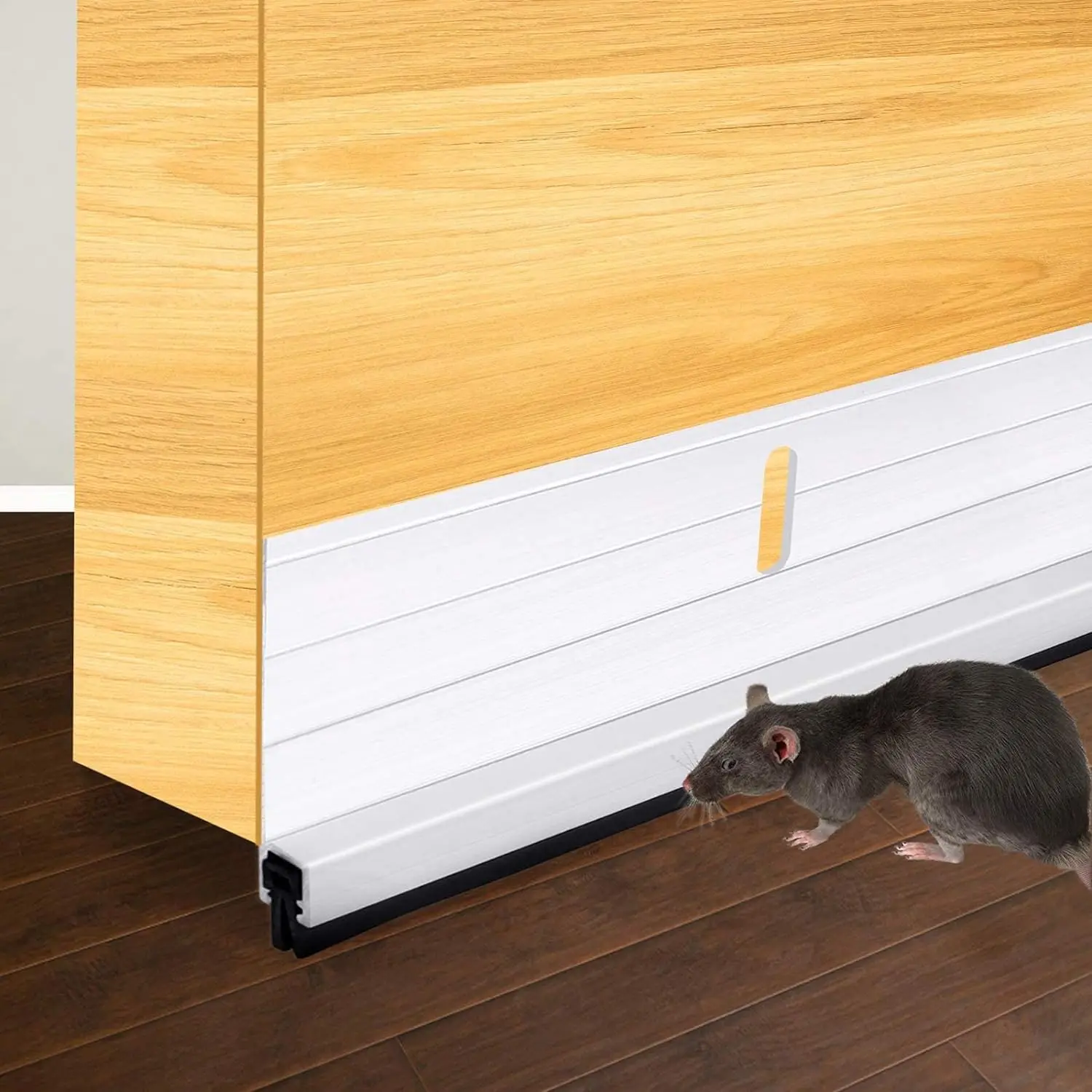 Metal Door Draft Stopper, 43.5 Inch Under Door Sweep Bottom Blocker Seal Strip, Aluminium Sweeps Anti  Bite,