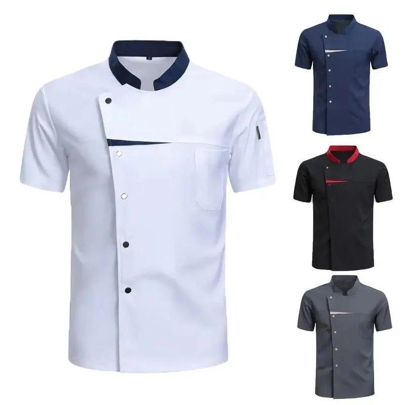Women's Short-Sleeve Plain Breathable Mesh Chef Jacket - Fitted Cut All-Seasons Workwear for Hotel Restaurant Kitchen Staff