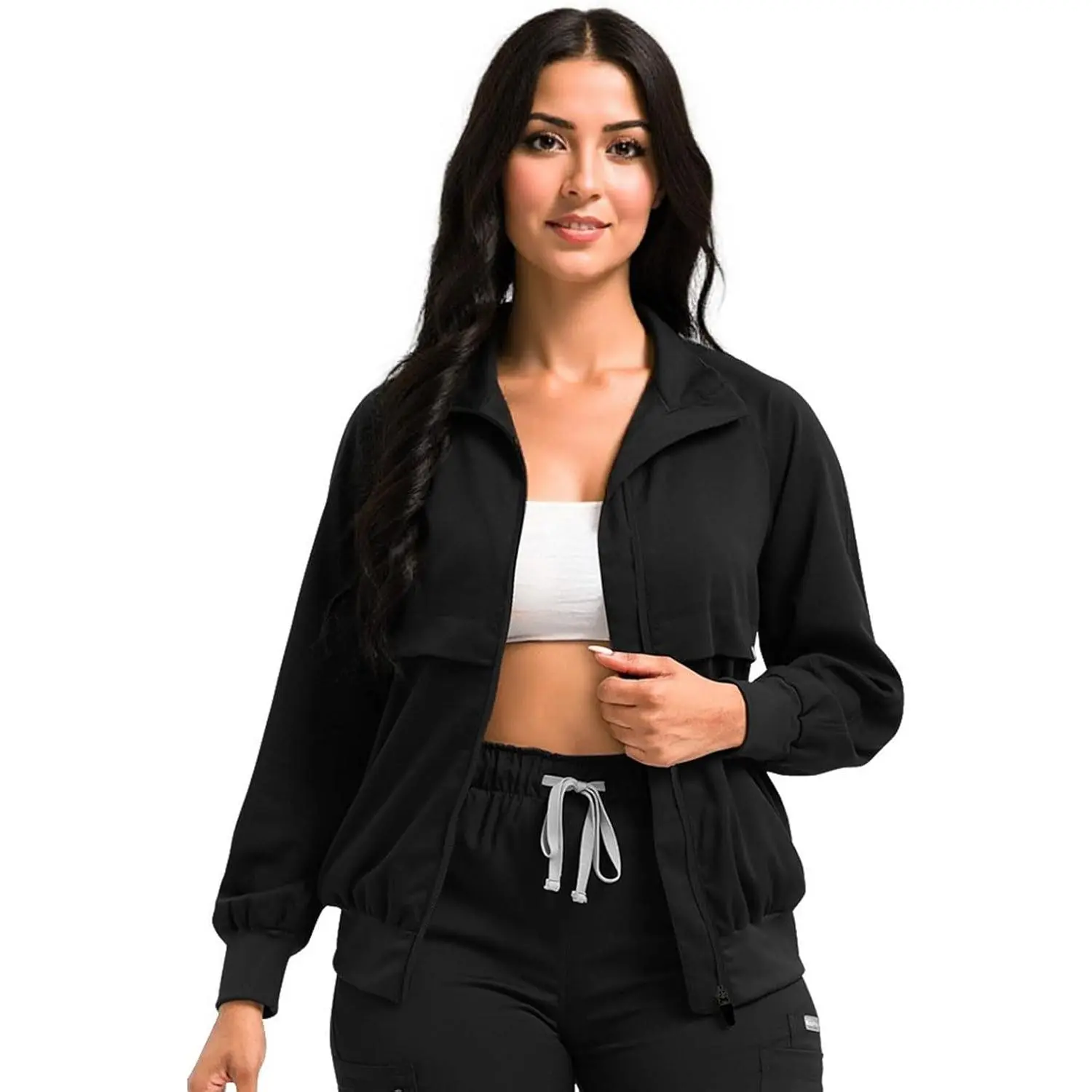 Scrub Jackets long Sleeve  Scrub Jackets Soft stretch nurse jacket with side pockets for Unisex Workwear