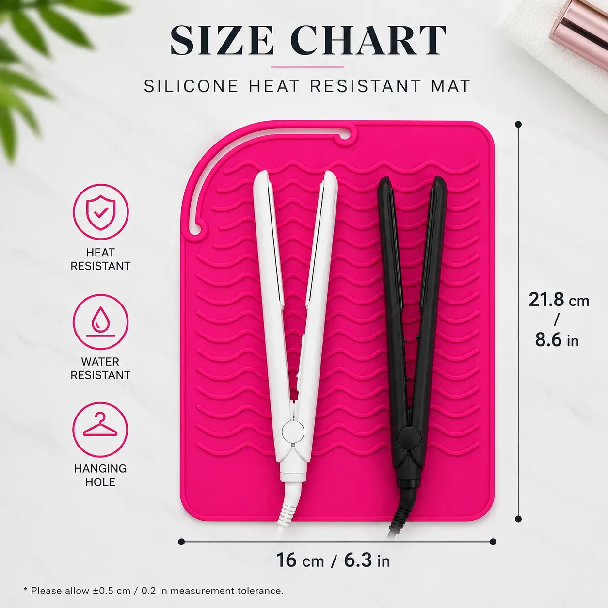 1PCS Durable Flexible Silicone Heat-Resistant Mat - Waterproof Bathroom Countertop Protector, Compact Roll-Up Sleeve for Hair Straighteners, Flat Irons, Curling Wands, Ideal for Adults’ Daily Beauty Routine, Beauty Salons