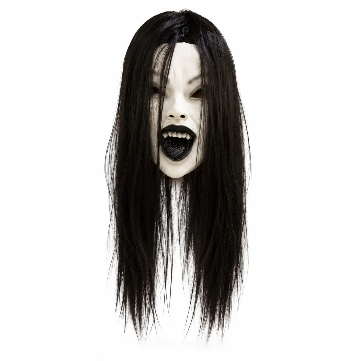 Halloween Horror Mask, Real Ghost Face Long Hair Latex Mask, Actor Costume Party Wear, Perfect for Halloween Parties and Events