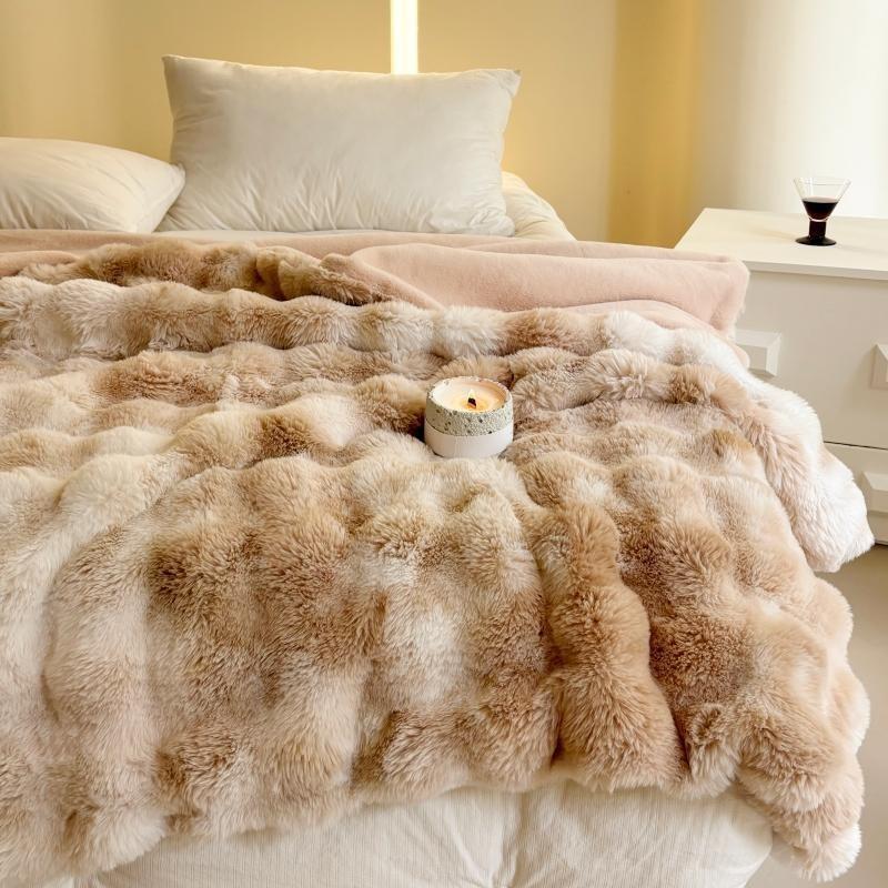 Tie Dye Fluffy Plush Blanket, 1 Count Colorful Soft Warm Throw Blanket, Bedding Supplies for Home, Camping, Dormitory, Office, Travel, Bedroom Decor, Multipurpose Use