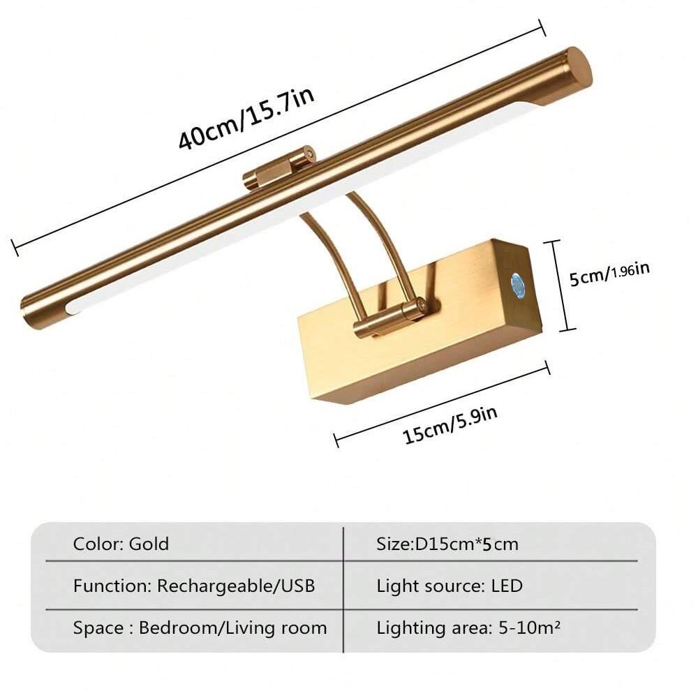 Wireless Wall Picture Light, Adjustable Brightness Art Lighting with Remote Control & Touch Switch, Battery Powered Gallery Lamp, Led Wall Light