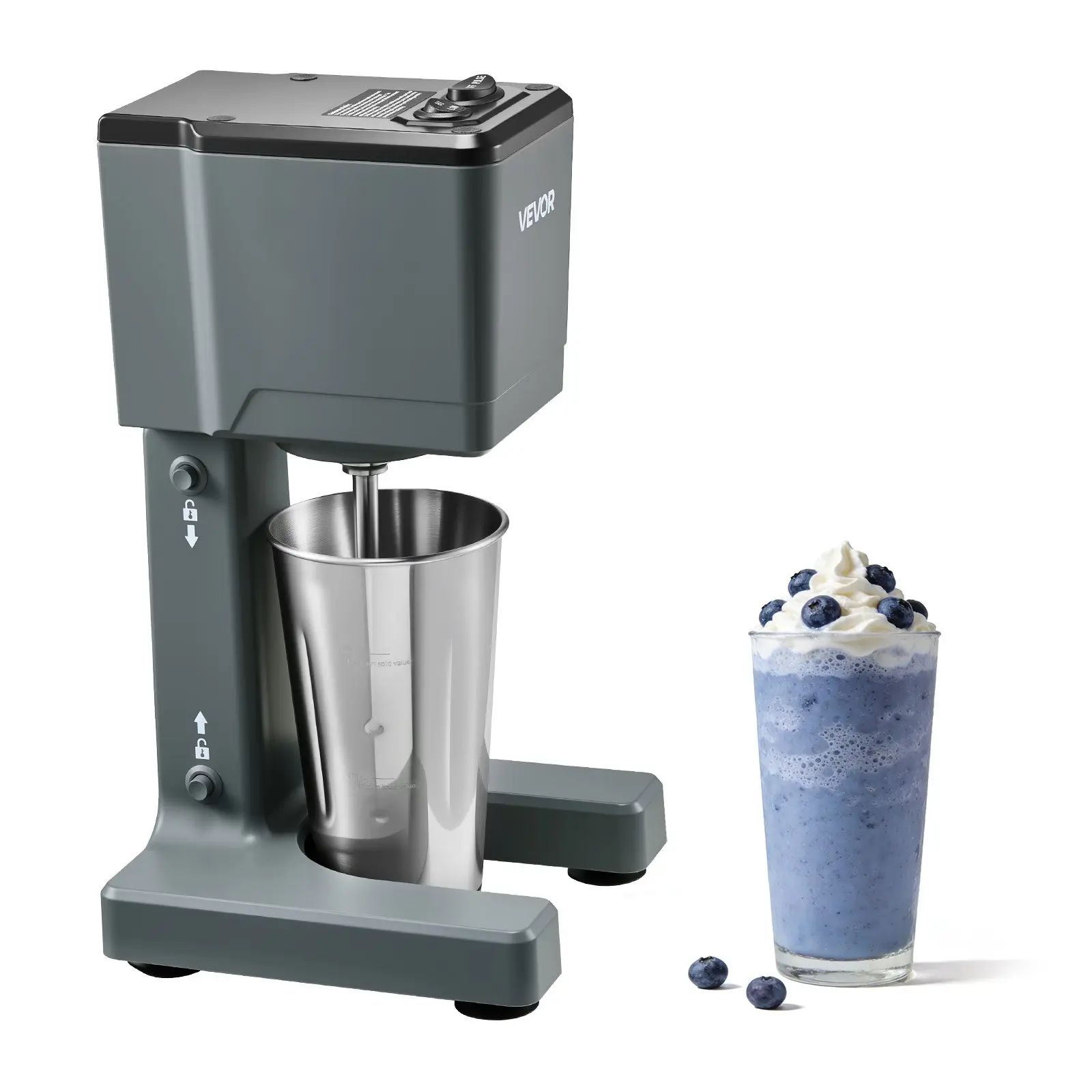 VEVOR 150W Single-Head Milkshake Maker, Dual-Speed Stainless Steel Cup Mixer, 6.83 lbs Steel & Plastic Blender Machine (AC120V, 7.56× 7.48×13.78 In/ 192× 190× 350 Mm) for Home & Bar Beverage Shop