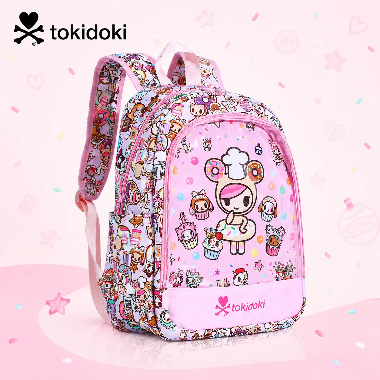 okidoki Unicorno Backpack , Clear Backpacks with Multiple Pockets, Cute PVC Backpacks Large Carry on Backpack College Bookbag Casual Daypack for Travel Outdoor Sports（Sweetshop）