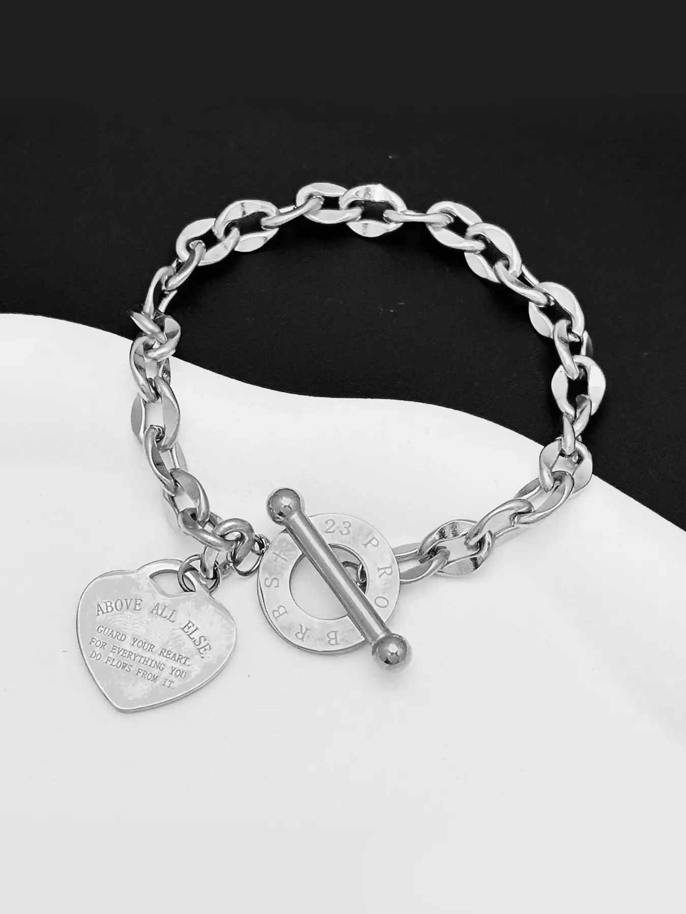 Love stainless steel jewelry with versatile personality and OT buckle, popular titanium steel Heart Design Bracelet, Heart Bracelets, suitable for daily wear, vacation and dating occasions, and also a surprising exquisite small gift.