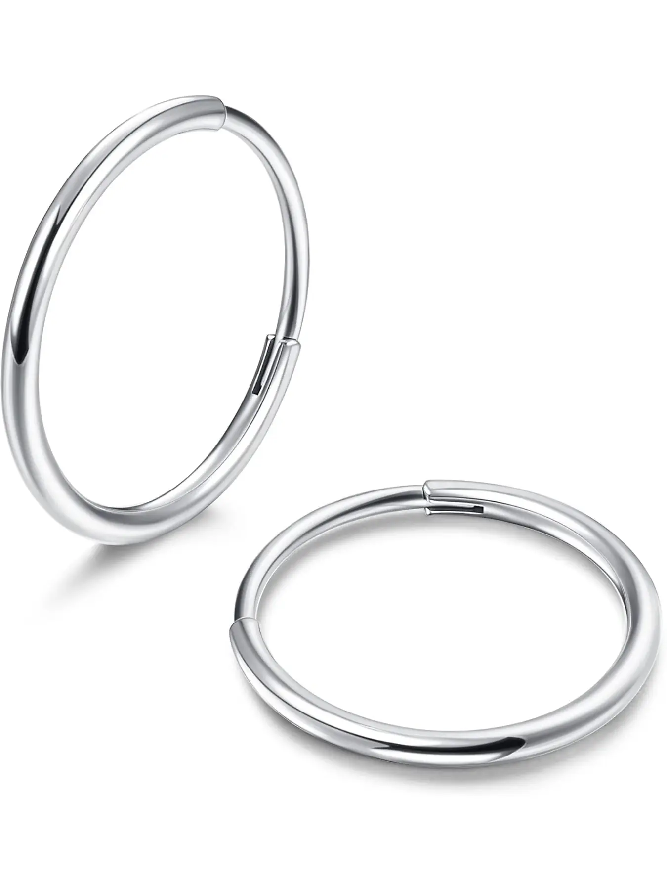 G23 Titanium Hoop Earrings for Women Men Hypoallergenic Hinged Huggie Hoop Earrings Cartilage Helix Sleeper Lightweight Small Hoop Earring Silver/Gold/Rose Gold/Black