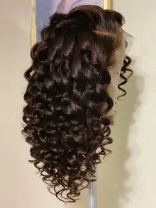26-Inch Black Deep Wave Curly Synthetic Wig, Soft Natural Look, Glueless Lace Front, Heat Resistant,Preplucked， Perfect for Daily Wear, Women's Fashion
