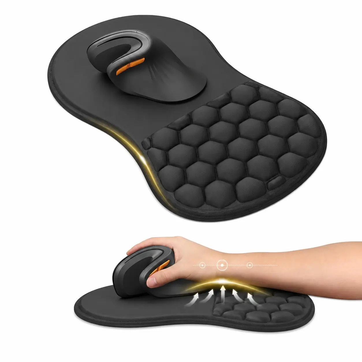 Ergonomic Mouse Pad with Wrist Support Massage Design, Anti-Slip Rubber Base, Waterproof, Memory Foam, Ideal for Office & Gifts