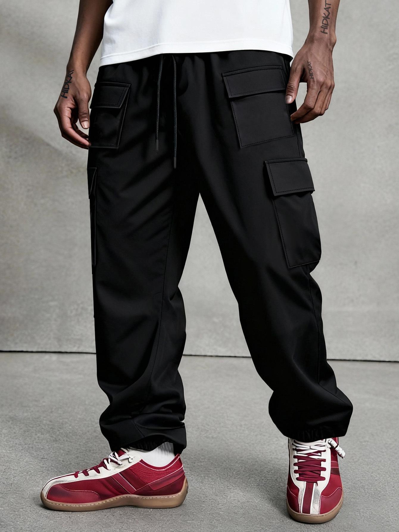 Men's Cargo Pants, Men's Casual Cargo Trousers, Men's Lightweight Breathable Pants, Men's Elastic Waist Cargo Pants, Men's Streetwear Cargo Pants