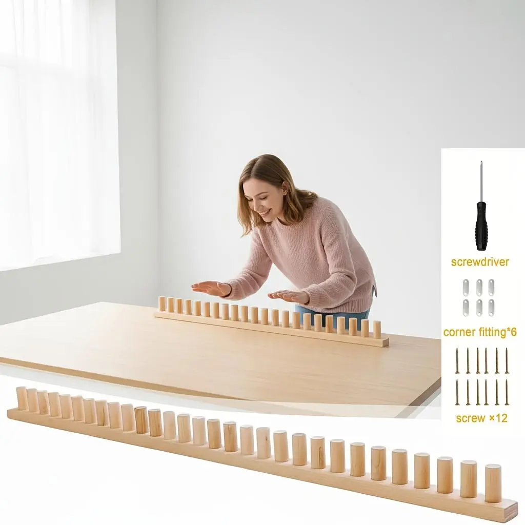 58-inch Adjustable Wooden Hand-Woven Loom Suitable for DIY Beginners & Experts - Wood Frame with Non-Electric Tool for Thick Blankets, Scarves, Hats, Bags Making | Portable for Home & Travel, Durable Craft Accessories for