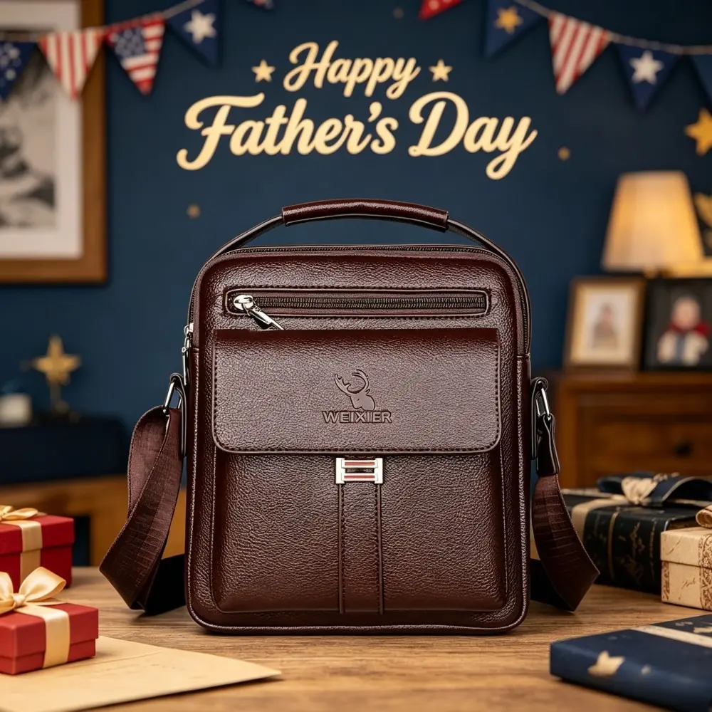 Men's Elegant PU Leather Briefcase, Large Capacity Anti-Theft Work Bag with RFID Protection for Business Commute, Father's Day Gift, Chic, Minimalist, Basic, Single Handle, Casual, Holiday, Expandable, Cold Wash, Hand Wash Only