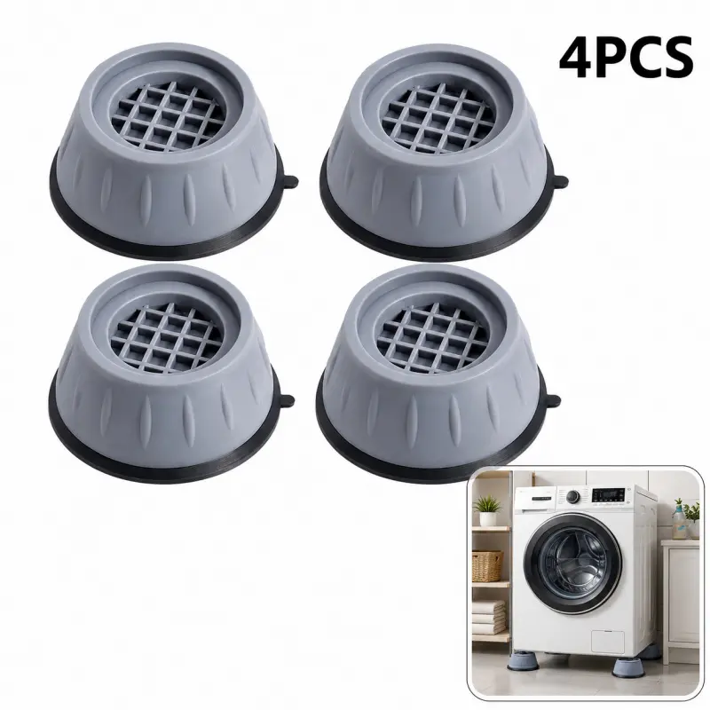 4-Count Washing Machine Anti-Vibration Non-Slip Riser Pads - Height-Boosting Mats for Washers, Dryers, Laundry Appliances, Furniture Legs - Ideal for Apartments, Dorms