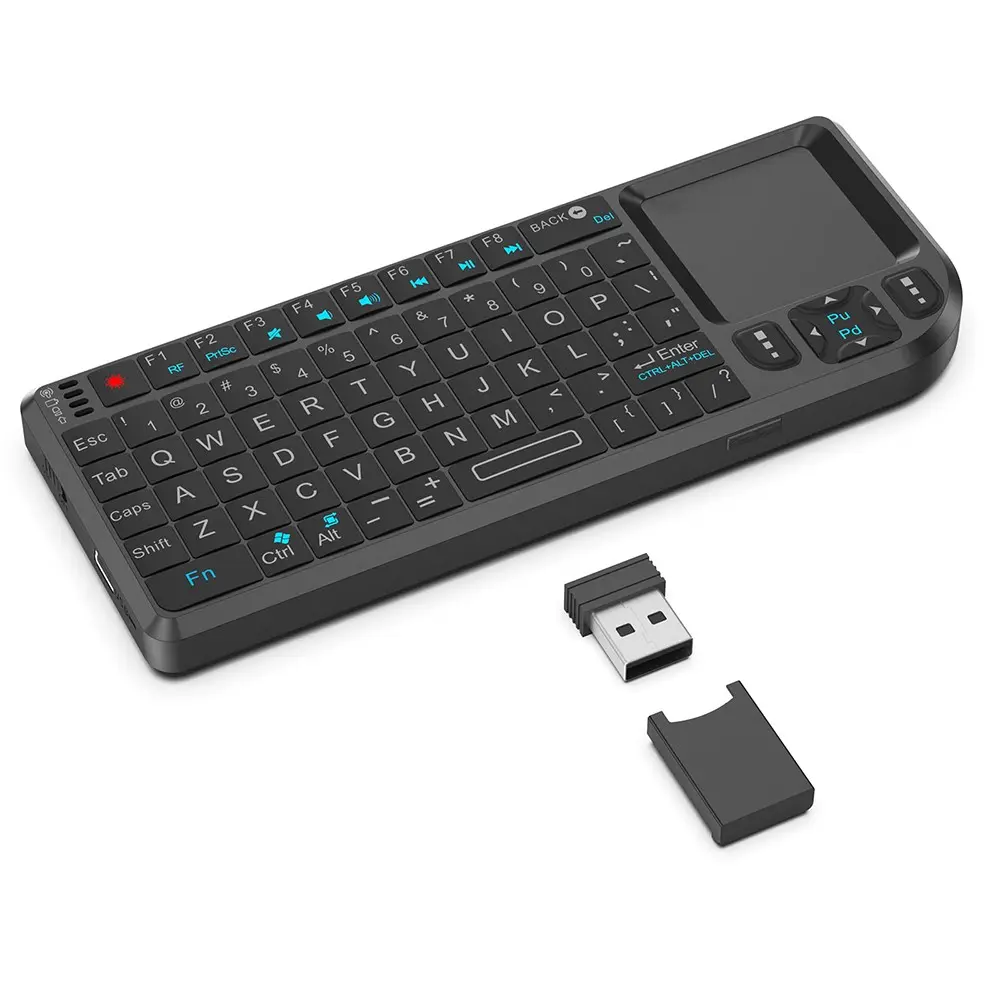 Wireless Mini Keyboard with Laser Pointer & RGB Backlit- Multifunctional Keyboard for PC, Laptop, TV Box, Office - 2.4G USB, Type-C Rechargeable, Portable Design Rechargeable Backlight Keyboard Rgb Lighting Keyboard
