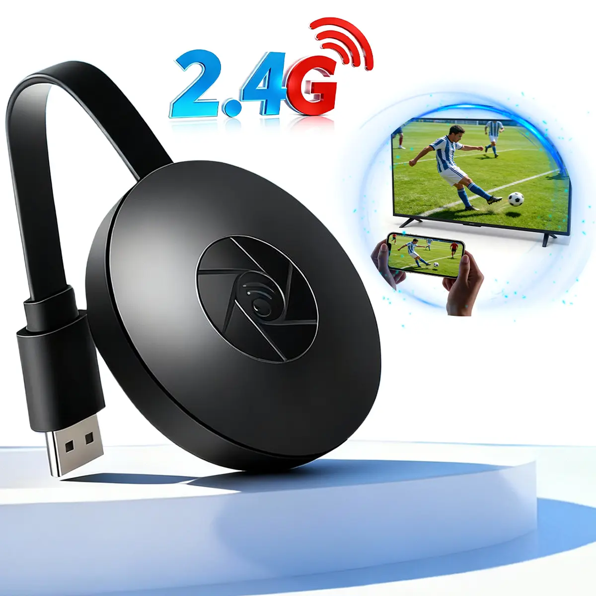 Wireless HDMI Display Transmitter, 2.4G WiFi Screen Cast Mirroring, HD Video Audio File Casting Adapter,Strong Compatibility Screen Mirroring Device for Smartphone Laptop Tablet Projector