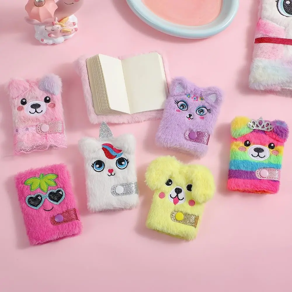 Cute Animals Design Plush Notebook, 1 Count Mini Pocket Notebook with 80 Sheets Blank Inner Pages, Stationery Gift Supplies for Home School Office