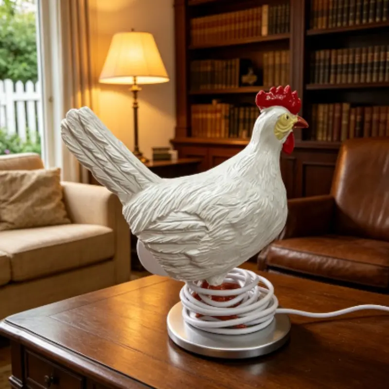 Creative Resin Rooster Night Light, Fun Chicken Shape LED Desk Lamp, Decorative Craft Item, Unique Home Decoration Piece