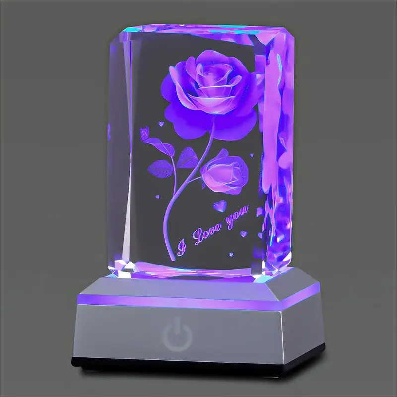 3D Crystal Ornament Glows, USB Powered Birthday/Wedding Home Decor Gifts