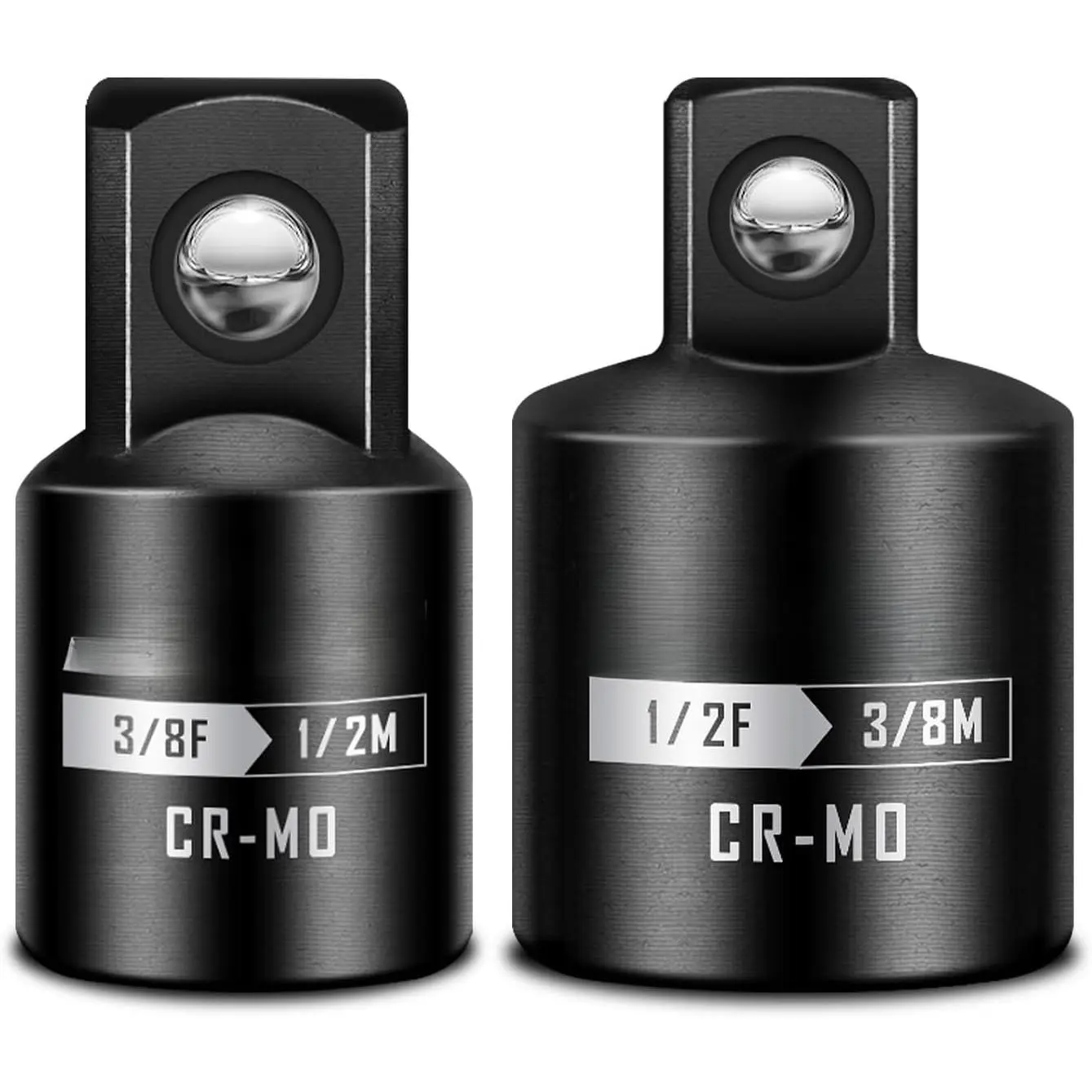 2-Pieces  Socket Adapter and Reducer Set, 3/8"F to 1/2"M Adapter & 1/2"F to 3/8"M Reducer, Standard Square Driver & Wrench Conversion Kit, CR-MO Steel